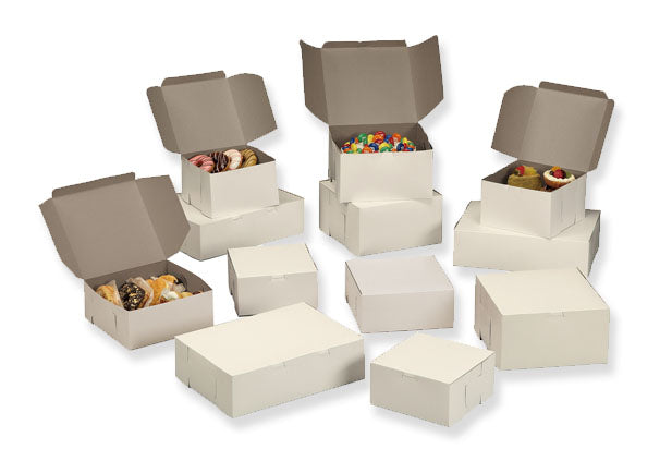 PLAIN WHITE/KRAFT LOCK CORNER CAKE BOXES (NO WINDOW)