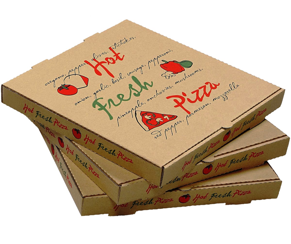 HOT FRESH KRAFT/KRAFT PIZZA BOXES (E-FLUTE, 1-5/8" DEEP)