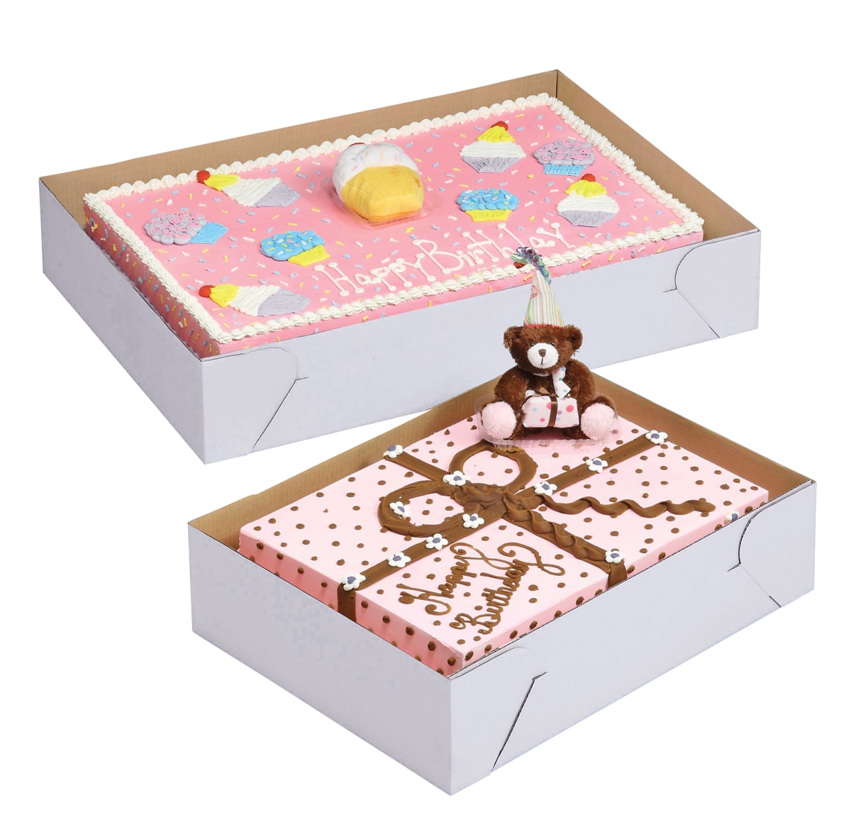 PLAIN (BOTTOM ONLY) WHITE/KRAFT CAKE BOXES (B-FLUTE)